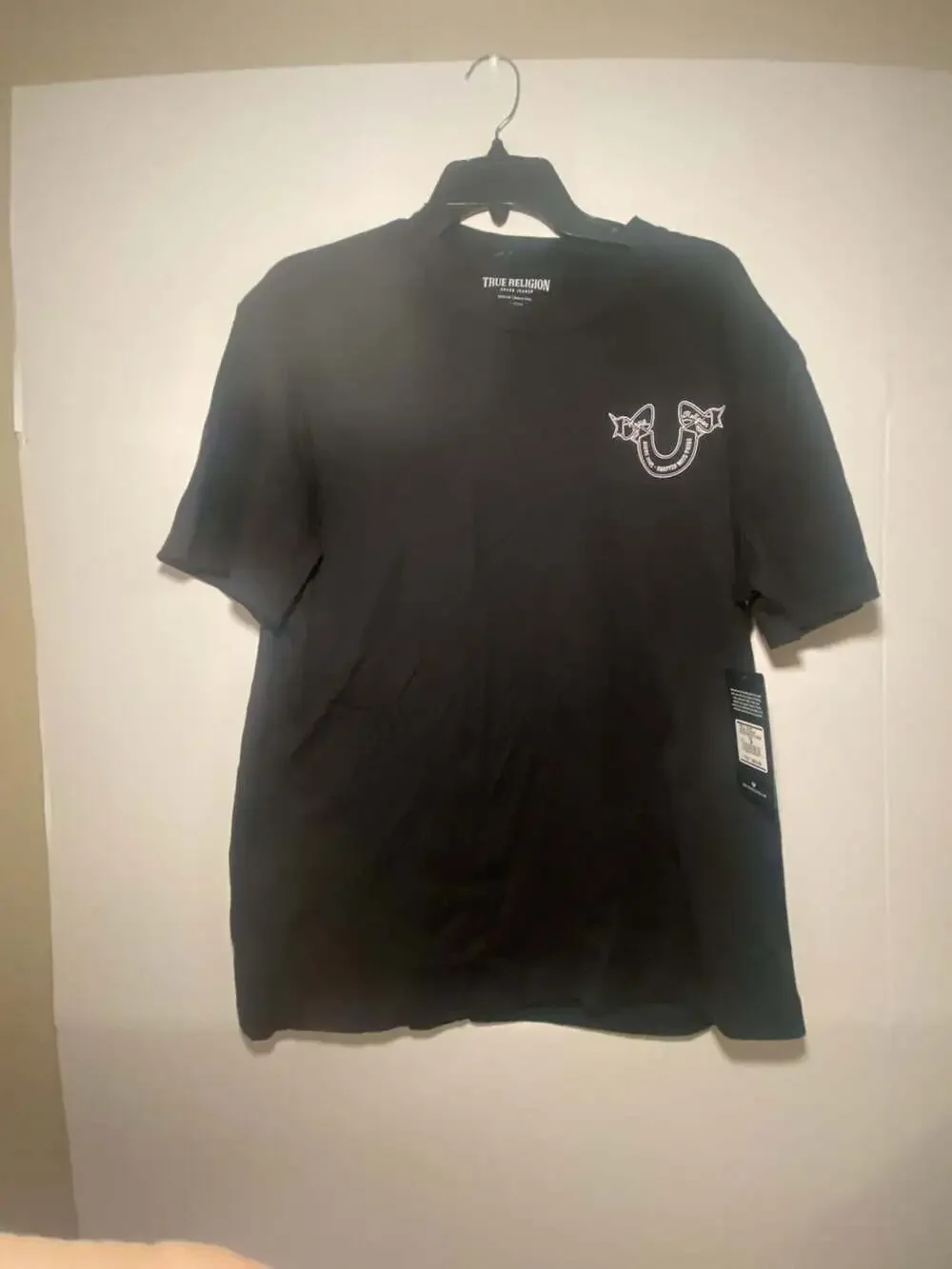 True Religion Patch Multi Logo Jet Black Cotton T-Shirt